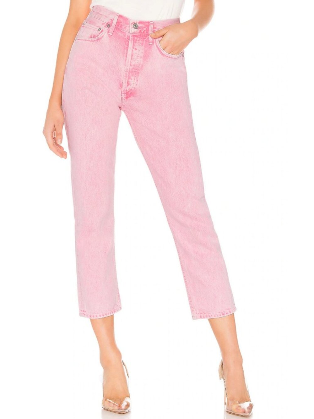 NEW $198 AGOLDE RILEY HIGH RISE STRAIGHT LEG CROPPED JEANS IN POTION SIZE 27
